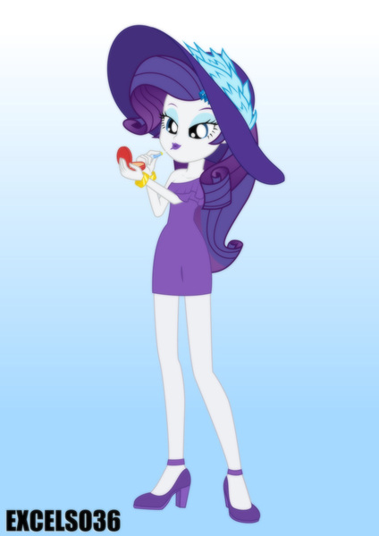 Size: 661x935 | Tagged: safe, artist:excelso36, derpibooru import, rarity, human, equestria girls, clothes, hat, high heels, humanized, image, jpeg, lipgloss, makeup, shoes, simple background, solo