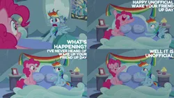 Size: 2000x1125 | Tagged: safe, derpibooru import, edit, edited screencap, editor:quoterific, screencap, pinkie pie, rainbow dash, secrets and pies, image, png