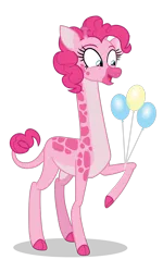 Size: 6000x10000 | Tagged: safe, artist:gypsykumquat, derpibooru import, pinkie pie, giraffe, .svg available, balloon, giraffe pie, giraffied, image, inkscape, png, show accurate, simple background, smiling, solo, species swap, transparent background, vector