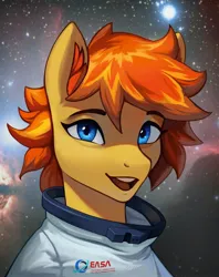Size: 1623x2048 | Tagged: safe, artist:mrscroup, derpibooru import, oc, unofficial characters only, pony, astronaut, bust, easa, image, jpeg, portrait, solo, space, spacesuit, stars