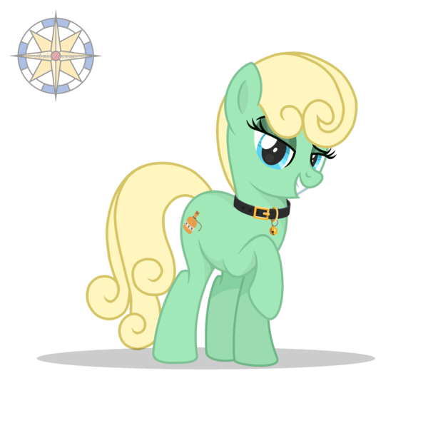 Size: 2500x2500 | Tagged: safe, artist:r4hucksake, derpibooru import, oc, oc:golden pistachio, earth pony, pony, collar, eyeshadow, female, image, looking at you, makeup, mare, png, raised hoof, simple background, solo, story included, transparent background