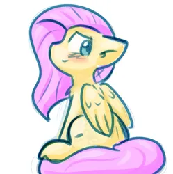 Size: 893x895 | Tagged: safe, artist:zutcha, derpibooru import, fluttershy, pegasus, pony, blushing, cute, female, floppy ears, image, mare, png, shyabetes, simple background, sitting, sketch, solo, white background