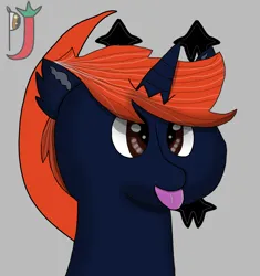 Size: 2637x2801 | Tagged: safe, artist:paprika jenkins, derpibooru import, oc, oc:fizakn catto, unofficial characters only, pony, unicorn, :p, art trade, bust, image, male, manebooru, png, solo, tongue out, watermark