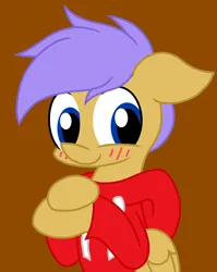 Size: 1918x2405 | Tagged: safe, artist:derpyalex2, derpibooru import, oc, unofficial characters only, pegasus, pony, blushing, clothes, digital art, image, jacket, not scootaloo, png, simple background, sweater
