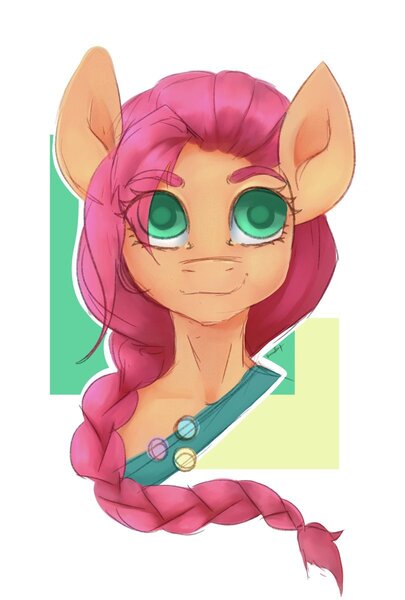 Size: 810x1200 | Tagged: safe, artist:elusivepurple, derpibooru import, sunny starscout, earth pony, g5, bust, female, image, jpeg, portrait, solo