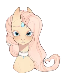 Size: 2022x2484 | Tagged: safe, artist:ruru_01, derpibooru import, oc, pony, unicorn, accessory, choker, horn, image, long hair, long mane, looking at you, png, sad, simple background, small horn, solo, transparent background