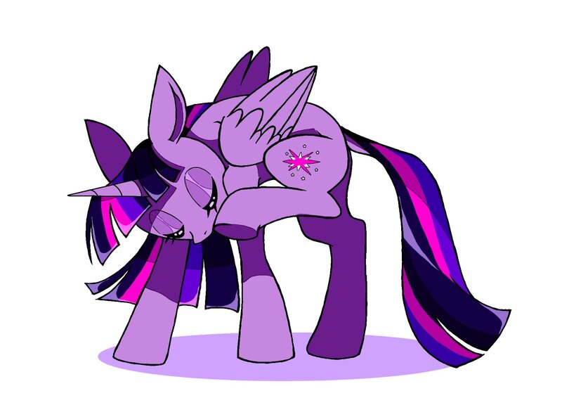 Size: 1754x1240 | Tagged: safe, artist:stacy_165cut, derpibooru import, twilight sparkle, twilight sparkle (alicorn), alicorn, behaving like a dog, dock, eyes closed, floppy ears, image, jpeg, scratching, simple background, solo, tail, white background