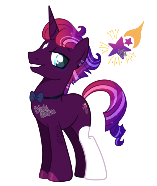 Size: 2000x2362 | Tagged: safe, artist:dixieadopts, derpibooru import, oc, oc:star child, pony, unicorn, base used, bowtie, image, magical lesbian spawn, male, offspring, parent:rarity, parent:tempest shadow, parents:tempity, png, simple background, solo, stallion, transparent background