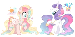 Size: 4068x2040 | Tagged: safe, artist:dixieadopts, derpibooru import, oc, unofficial characters only, alicorn, pony, unicorn, female, half-sisters, image, magical lesbian spawn, mare, offspring, parent:fluttershy, parent:princess celestia, parent:rarity, parents:flutterlestia, parents:rarilestia, png, simple background, transparent background