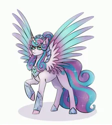 Size: 3663x4096 | Tagged: safe, artist:yutailaarts, derpibooru import, princess flurry heart, alicorn, pony, female, image, jewelry, jpeg, older, older flurry heart, regalia, simple background, solo, spread wings, white background, wings