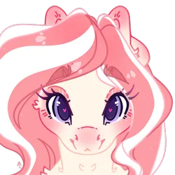 Size: 2500x2500 | Tagged: safe, artist:bananasplitedy, derpibooru import, oc, oc:milk drop, unofficial characters only, pony, blushing, bust, female, heart, heart eyes, image, looking at you, makeup, mare, png, portrait, simple background, solo, spread wings, transparent background, wingding eyes, wings
