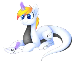 Size: 4500x3765 | Tagged: safe, artist:scarlet-spectrum, derpibooru import, oc, oc:sharpie, unofficial characters only, dragon, hybrid, pony, cute, drawing, image, magic, png, solo
