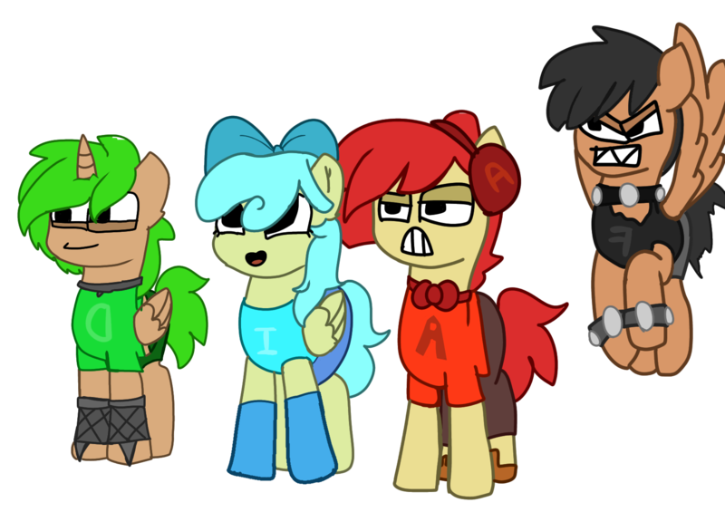 Size: 1633x1153 | Tagged: safe, artist:eddsworldx209, derpibooru import, ponified, alicorn, earth pony, pegasus, pony, a, alphabet lore, bow, bowtie, bracelet, choker, clothes, d, f, female, flying, group, headphones, i, image, male, mare, no more ponies at source, open mouth, pants, png, rule 63, sharp teeth, shirt, simple background, skirt, socks, spiked choker, spiked wristband, stallion, teeth, transparent background, wings, wristband