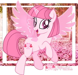 Size: 1497x1435 | Tagged: safe, artist:queenzodiac, artist:tanahgrogot, derpibooru import, oc, oc:annisa trihapsari, unofficial characters only, alicorn, earth pony, pony, base used, cherry blossoms, cute, earth pony oc, female, flower, flower blossom, image, irl, looking at you, magic, mare, ocbetes, open mouth, open smile, photo, png, smiling, smiling at you, solo, watermark