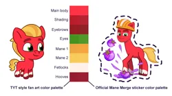 Size: 1602x899 | Tagged: safe, artist:malarkey, derpibooru import, sprout cloverleaf, earth pony, pony, g5, my little pony: tell your tale, clothes, colt, foal, gameloft, hard hat, hat, image, male, my little pony: mane merge, png, stallion, text, younger