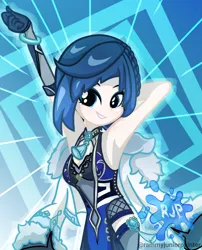 Size: 2015x2490 | Tagged: safe, artist:rjp.rammy, derpibooru import, human, equestria girls, breasts, clothes, crossover, equestria girls style, equestria girls-ified, fan, female, genshin impact, hand fan, image, png, solo, yelan (genshin impact)