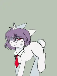 Size: 768x1024 | Tagged: safe, artist:fishstickz, derpibooru import, hybrid, original species, unicorn, bunny tail, derpibooru exclusive, image, missing cutie mark, necktie, no cutie marks because im lazy, png, rabbit pony, red eyes, solo, tail, touhou