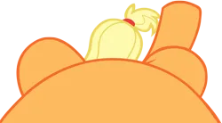 Size: 4096x2268 | Tagged: safe, artist:charleston-and-itchy, derpibooru import, edit, editor:oathcharm, applejack, earth pony, pony, belly, female, female pov, image, lying down, lying down meme, mare, meme, offscreen character, offscreen female, on back, perspective, pictures of bellies, png, pov, simple background, solo, transparent background