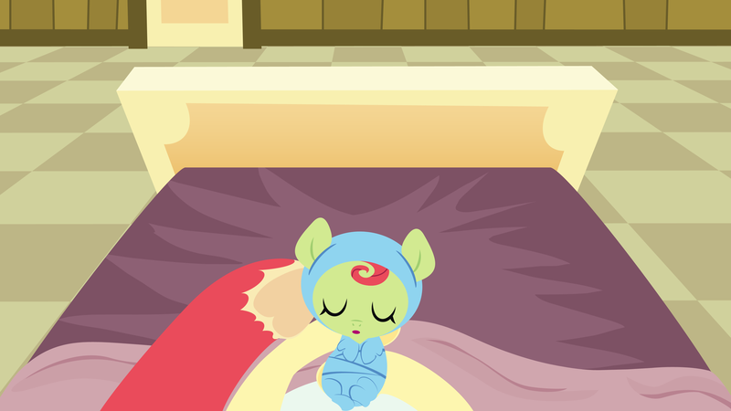 Size: 3200x1800 | Tagged: safe, anonymous artist, derpibooru import, big macintosh, fluttershy, oc, oc:late riser, earth pony, pegasus, pony, series:fm holidays, baby, baby pony, bed, colt, cute, disembodied hoof, eyes closed, family, female, fluttermac, foal, high res, holding a pony, hospital, image, lineless, male, mare, mother's day, newborn, ocbetes, offscreen character, offspring, parent:big macintosh, parent:fluttershy, parents:fluttermac, png, pov, shipping, sleeping, solo focus, stallion, straight, swaddled, underhoof