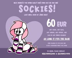 Size: 600x480 | Tagged: safe, artist:sugar morning, derpibooru import, oc, oc:sugar morning, unofficial characters only, pegasus, pony, asexual, asexual pride flag, clothes, commission, female, gif, heart, image, mare, pride, pride flag, pride month, socks, solo, sparkles, striped socks, ych animation, ych example, your character here