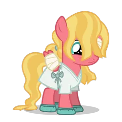 Size: 3500x3500 | Tagged: safe, artist:gypsykumquat, derpibooru import, sunset dawn, pegasus, pony, where the apple lies, .svg available, bandage, bandaged wing, female, filly, foal, frown, hospital gown, image, injured, injured wing, png, pont, show accurate, simple background, solo, transparent background, vector, wings