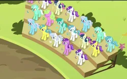Size: 1116x702 | Tagged: safe, derpibooru import, screencap, amethyst star, banana fluff, bon bon, cold front, daisy, flower wishes, lemon hearts, linky, lyra heartstrings, ocean breeze, shoeshine, sweetie drops, unnamed character, unnamed pony, winter withers, pony, sisterhooves social, background pony, background pony audience, cropped, image, letter, names, png, sitting