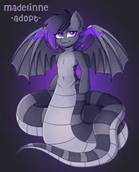 Size: 3000x3692 | Tagged: safe, artist:madelinne, derpibooru import, oc, lamia, original species, adoptable, adoptable open, adoption, bat wings, image, png, simple background, solo, wings