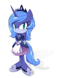 Size: 774x1032 | Tagged: safe, artist:kanayanga, derpibooru import, princess luna, alicorn, anthro, ear piercing, image, jpeg, looking at you, piercing, s1 luna, sonic the hedgehog (series), sonicified