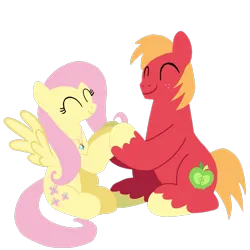 Size: 1099x1099 | Tagged: safe, artist:mlplary6, derpibooru import, big macintosh, fluttershy, earth pony, pegasus, pony, eyes closed, female, fluttermac, holding hooves, image, love, male, mare, png, shipping, simple background, sitting, smiling, stallion, straight, transparent background, vector