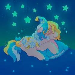 Size: 1440x1440 | Tagged: safe, artist:ariariari.png, derpibooru import, pillow talk (g1), earth pony, pony, g1, blanket, eyes closed, image, jpeg, pillow, sleeping, solo