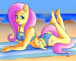 Size: 2500x2000 | Tagged: suggestive, artist:edgyanimator, derpibooru import, fluttershy, anthro, pegasus, pony, ass, beach, beach towel, belly, belly button, bikini, bikini babe, bikini bottom, bikini top, boob window, breasts, busty fluttershy, butt, cel shading, cleavage, clothes, colored, colored pupils, cute, derpibooru exclusive, detailed background, digital art, erect nipples, eyebrows, eyelashes, feet, feet up, female, firealpaca, foot focus, hand, highlights, image, jpeg, long eyelashes, long tail, looking right, lying down, mare, ocean, open mouth, pink hair, pink mane, plot, pose, prone, reasonably sized breasts, shading, shyabetes, signature, solo, sternocleidomastoid, stupid sexy fluttershy, sunbathing, swimsuit, tail, towel, turquoise eyes, water, wings, wings down, yellow coat, yellow fur