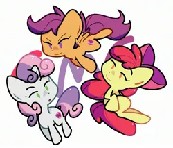 Size: 2793x2381 | Tagged: safe, artist:kindakismet, derpibooru import, apple bloom, scootaloo, sweetie belle, earth pony, pegasus, pony, unicorn, cutie mark crusaders, female, filly, foal, image, jpeg, simple background, trio, white background