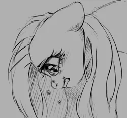 Size: 1145x1060 | Tagged: safe, artist:melodylibris, derpibooru import, fluttershy, pegasus, pony, bust, crying, female, floppy ears, frown, gray background, grayscale, gritted teeth, head down, image, looking down, mare, monochrome, png, sad, simple background, solo, teeth