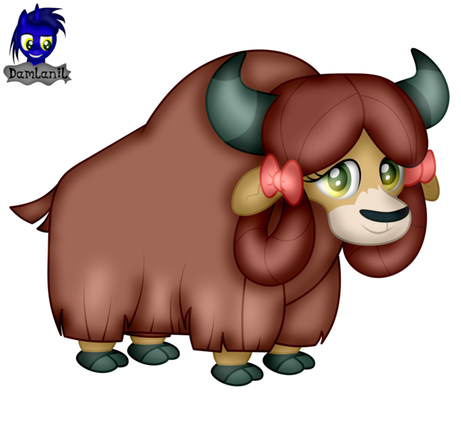 Size: 4154x3840 | Tagged: safe, artist:damlanil, derpibooru import, yona, yak, cloven hooves, commission, cute, female, happy, horn, image, looking at you, png, show accurate, simple background, solo, standing, transparent background, vector, yonadorable