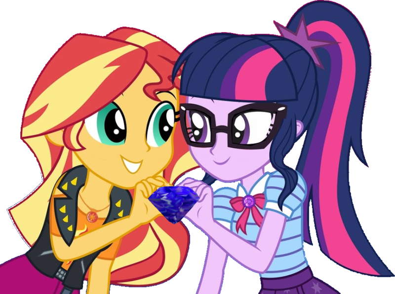Size: 933x695 | Tagged: safe, derpibooru import, edit, editor:incredibubbleirishguy, sci-twi, sunset shimmer, twilight sparkle, blue, chaos emerald, duo, duo female, female, image, png, sapphire, sonic the hedgehog (series)