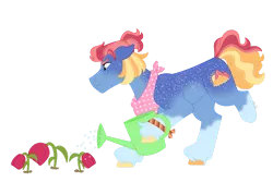 Size: 1280x854 | Tagged: safe, artist:itstechtock, derpibooru import, oc, oc:sunrise starshine, earth pony, pony, female, image, mare, png, simple background, solo, transparent background, watering can