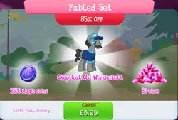 Size: 1271x858 | Tagged: safe, derpibooru import, official, unnamed character, unnamed pony, earth pony, pony, bundle, clothes, costs real money, english, facial hair, gameloft, gem, glasses, hat, image, jpeg, magic coins, male, mobile game, moustache, my little pony: magic princess, numbers, sale, shirt, solo, solo focus, stallion, text