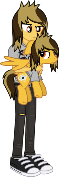 Size: 970x2922 | Tagged: safe, artist:lightningbolt, derpibooru import, ponified, pegasus, pony, equestria girls, .svg available, alex gaskarth, annoyed, belt, clothes, confused, derpibooru exclusive, duo, duo male, dyed hair, dyed mane, dyed tail, ear fluff, equestria girls-ified, floppy ears, frown, holding, holding a pony, hoof fluff, image, jeans, jewelry, looking at each other, looking at someone, male, necklace, pants, partially open wings, png, ripped jeans, ripped pants, self paradox, self ponidox, shirt, shoes, simple background, sneakers, socks, standing, t-shirt, tail, tail feathers, torn clothes, transparent background, vector, wing fluff, wings