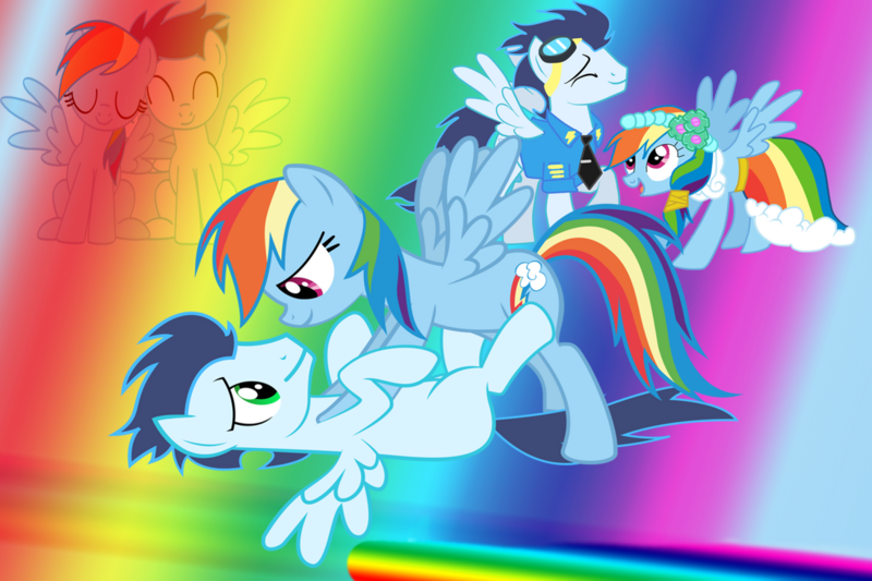 Size: 1095x730 | Tagged: safe, artist:luuandherdraws, derpibooru import, rainbow dash, soarin', pegasus, pony, female, image, male, mare, png, shipping, soarindash, stallion, straight, wallpaper