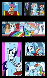 Size: 600x1000 | Tagged: safe, artist:fireboltpug, derpibooru import, bow hothoof, rainbow dash, rumble, scootaloo, soarin', windy whistles, pegasus, pony, bride, clothes, colt, comic, dress, female, filly, flower filly, foal, groom, husband and wife, image, male, mare, marriage, married couple, png, shipping, smoking, soarindash, stallion, straight, wedding