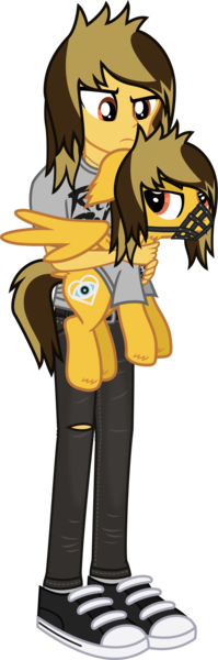 Size: 970x2922 | Tagged: safe, alternate version, artist:lightningbolt, derpibooru import, ponified, pegasus, pony, equestria girls, .svg available, alex gaskarth, annoyed, belt, clothes, confused, denim, derpibooru exclusive, duo, duo male, dyed hair, dyed mane, dyed tail, ear fluff, equestria girls-ified, floppy ears, frown, holding, holding a pony, hoof fluff, image, jeans, jewelry, looking at each other, looking at someone, male, muzzle, necklace, pants, partially open wings, png, ripped jeans, ripped pants, self paradox, self ponidox, shirt, shoes, simple background, sneakers, socks, standing, t-shirt, tail, tail feathers, torn clothes, transparent background, vector, wing fluff, wings