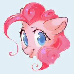 Size: 2500x2500 | Tagged: safe, artist:mirroredsea, derpibooru import, pinkie pie, earth pony, pony, bust, female, image, jpeg, looking at you, mare, simple background, solo, tongue out, white background