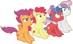 Size: 388x231 | Tagged: safe, artist:pascalmulokozi2, derpibooru import, edit, edited screencap, screencap, apple bloom, biscuit, scootaloo, sweetie belle, earth pony, pegasus, pony, unicorn, growing up is hard to do, cutie mark crusaders, female, image, male, mare, not a vector, older, older apple bloom, older cmc, older scootaloo, older sweetie belle, png, simple background, stallion, transparent background