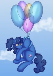 Size: 2894x4093 | Tagged: safe, artist:jjs, derpibooru import, oc, oc:nighttime wishes, pony, unicorn, balloon, female, flying, frazzled hair, image, mare, png, scared
