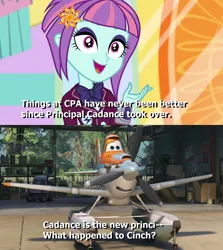 Size: 1200x1344 | Tagged: safe, derpibooru import, editor:incredibubbleirishguy, sunny flare, dance magic, equestria girls, spoiler:eqg specials, crossover, disney's planes, dusty crophopper, image, implied principal cinch, plane, png, quote, reaction image, text
