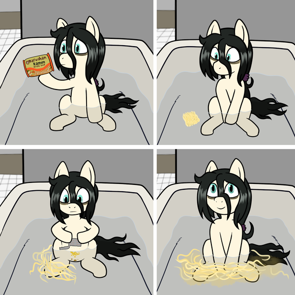 Size: 1500x1500 | Tagged: safe, artist:scraggleman, derpibooru import, oc, oc:floor bored, earth pony, bath, bathroom, bathtub, food, image, png, solo