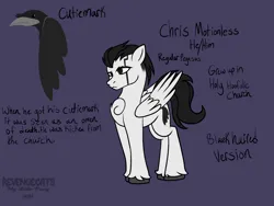 Size: 2160x1620 | Tagged: safe, artist:revenge.cats, derpibooru import, ponified, pegasus, pony, chest fluff, chris cerulli, cutie mark, image, motionless in white, png, reference sheet, simple background, solo