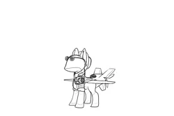 Size: 1500x1000 | Tagged: safe, artist:andromailus, oc, unofficial characters only, original species, plane pony, pony, predator drone, camera, clothes, hat, hawaiian shirt, image, monochrome, plane, png, shirt, solo, sunglasses, tourist