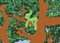 Size: 1940x1380 | Tagged: safe, artist:happy harvey, derpibooru import, oc, oc:anonfilly, unofficial characters only, earth pony, pony, drawn on phone, earth pony oc, eyes closed, female, filly, foal, image, in a tree, leaves, minimalist, modern art, png, sleeping, tree