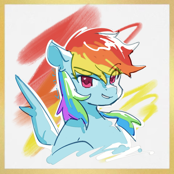 Size: 960x960 | Tagged: safe, artist:lendftcn, derpibooru import, rainbow dash, pegasus, pony, eyebrows, eyebrows visible through hair, faic, female, grin, image, looking at you, mare, png, simple background, smiling, smiling at you, smug, smugdash, solo, spread wings, white background, wings